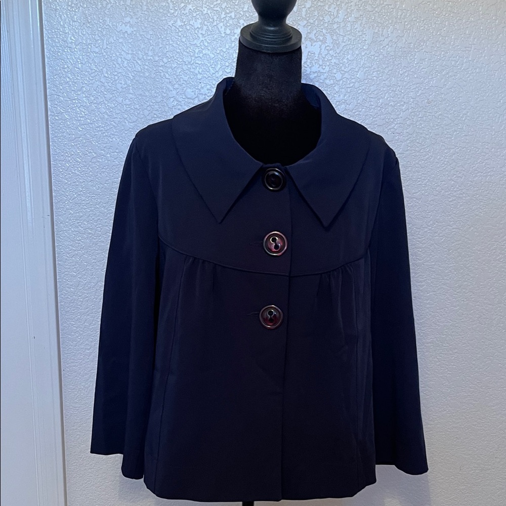 Tracy Evans Dark Blue Cape Jacket - Picture 8 of 9